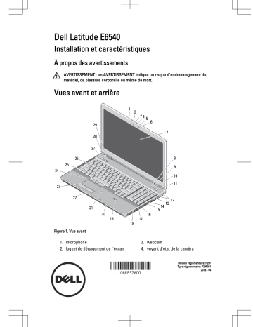 Dell Latitude E6540 laptop Guide de démarrage rapide | Fixfr