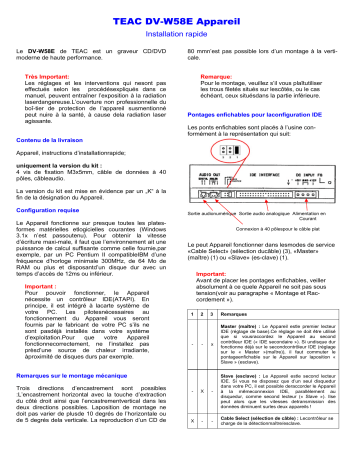 Manuel du propriétaire | TEAC QUICK DV-W58E Manuel utilisateur | Fixfr