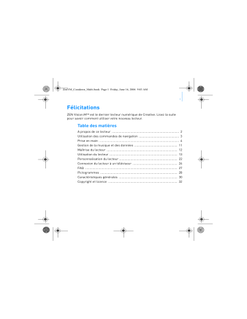 Mode d'emploi | Creative Zen Vision M Manuel utilisateur | Fixfr