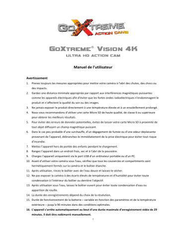 Mode d'emploi | Easypix GoXtreme Vision 4k Manuel utilisateur | Fixfr