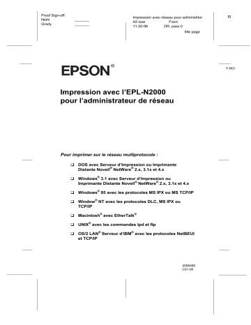 Manuel du propriétaire | Epson EPLN2000 Manuel utilisateur | Fixfr