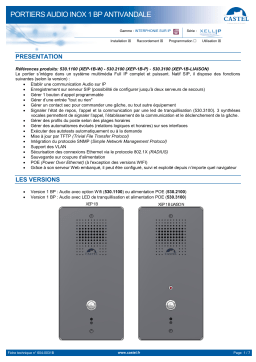 Optimus XEP-1B-P V2 ESTACION ENTR.SIP IP54 AUDIO 1PULS. IK09 Manuel utilisateur