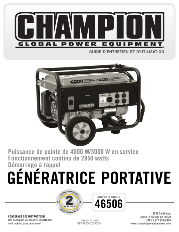 Champion Power Equipment 46506 Manuel utilisateur | Fixfr