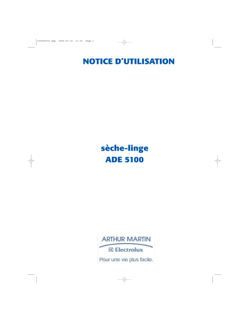 Manuel du propriétaire | ARTHUR MARTIN ADE 5100 & ADE5100 Manuel utilisateur | Fixfr