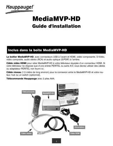 Manuel du propriétaire | HAUPPAGE MEDIA MVP-HD Manuel utilisateur | Fixfr