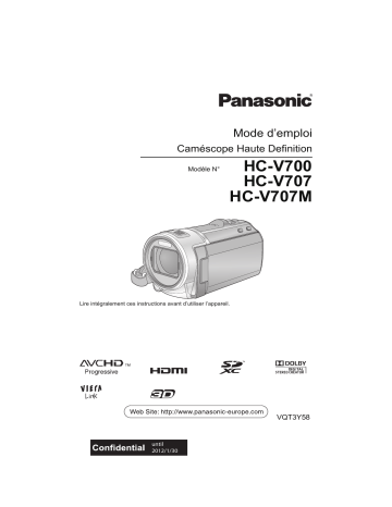 Manuel du propriétaire | Panasonic HVV707EF Manuel utilisateur | Fixfr