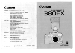 Canon Speedlite 380EX Manuel utilisateur