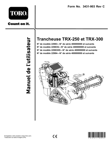 TRX-300 Trencher | Toro TRX-250 Trencher Manuel utilisateur | Fixfr