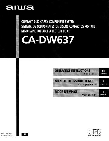 Manuel du propriétaire | Aiwa CA-DW637 Manuel utilisateur | Fixfr