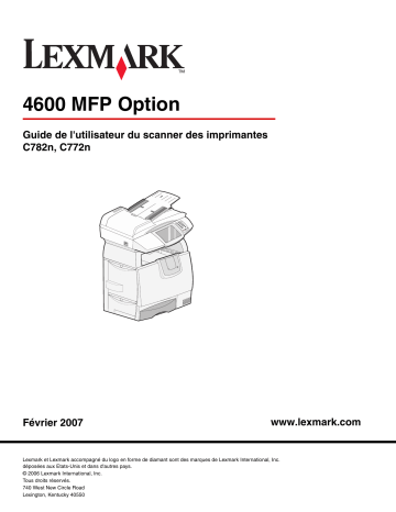 Manuel du propriétaire | Lexmark 4600 MFP OPTION Manuel utilisateur | Fixfr