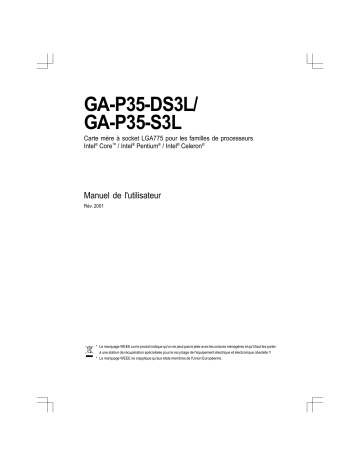 Manuel du propriétaire | Gigabyte GA-P35-DS3L Manuel utilisateur | Fixfr
