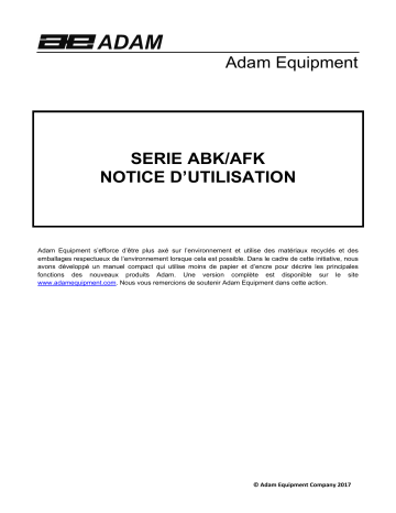Adam Equipment ABK AFK Bench Weighing Scale Manuel utilisateur | Fixfr