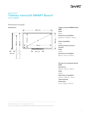 SMART Technologies Board 800 spécification | Fixfr