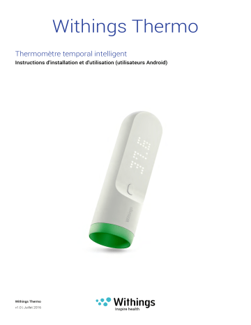 Manuel du propriétaire | Withings Thermo - Android - Smart Temporal Thermometer Manuel utilisateur | Fixfr