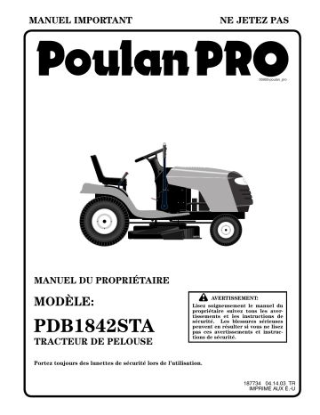 Manuel du propriétaire | Poulan PDB1842STA Manuel utilisateur | Fixfr