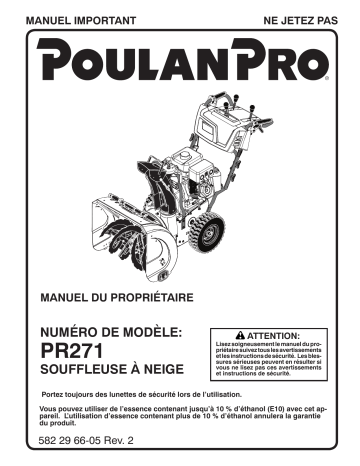 Poulan Pro PR271 Manuel du propriétaire | Fixfr