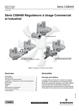 Fisher CSB400 Series Commercial / Industrial Pressure Reducing Regulators Manuel du propriétaire