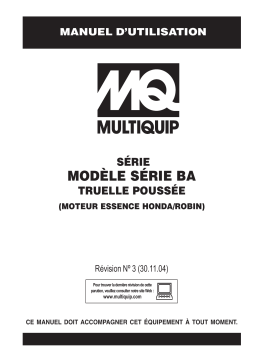 MQ Multiquip BA-SERIES Truelles a commandes arriere Manuel utilisateur