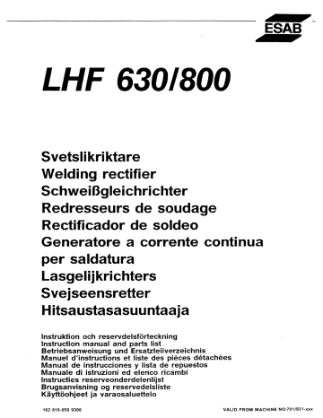 LHF 800 | ESAB LHF 630 Manuel utilisateur | Fixfr