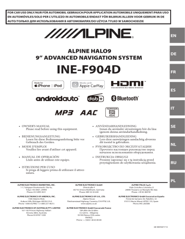 INE-F904DC | Alpine Electronics INE-F904D Mode d'emploi | Fixfr