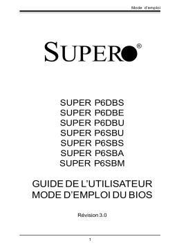 Supermicro P6SBS Carte mère Manuel utilisateur