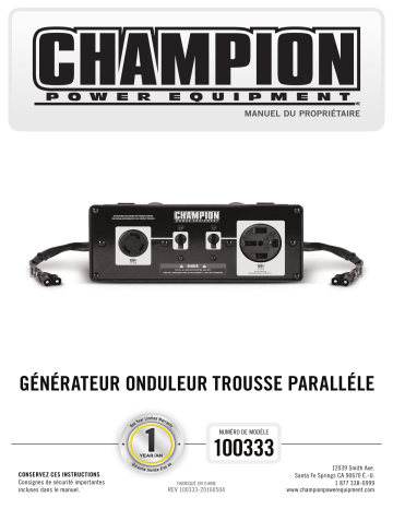 100333 | Model #100333 | Champion Power Equipment 50-Amp Parallel Kit Manuel utilisateur | Fixfr