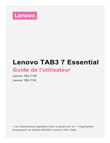 Mode d'emploi | Lenovo Tab 3 7 Essential Manuel utilisateur | Fixfr