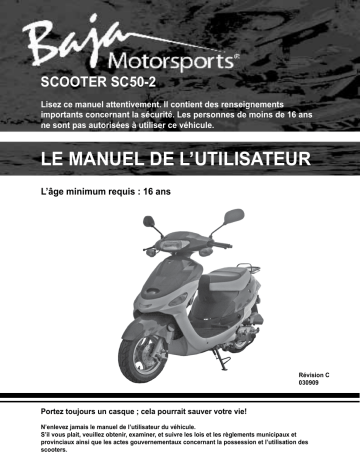 Baja motorsports SC50P Scooter Manuel du propriétaire | Fixfr