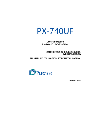 Manuel du propriétaire | Plextor PX-740UF Manuel utilisateur | Fixfr