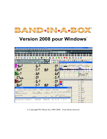 Mode d'emploi | BAND IN A BOX 2008 Windows Manuel utilisateur | Fixfr