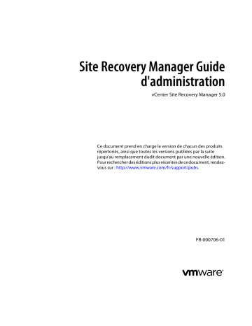 Mode d'emploi | VMware vCenter Site Recovery Manager 5.0 Manuel utilisateur | Fixfr
