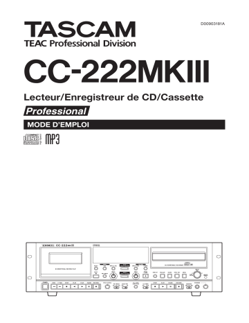 Manuel du propriétaire | Tascam CC-222MK3 Manuel utilisateur | Fixfr