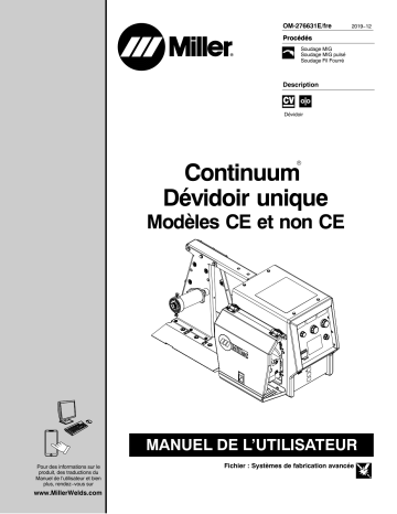 NA050567C | Manuel du propriétaire | Miller CONTINUUM SINGLE WIRE FEEDER CE Manuel utilisateur | Fixfr