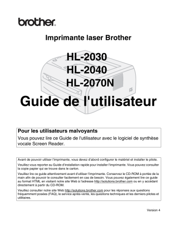 Manuel du propriétaire | Brother HL-2040 Manuel utilisateur | Fixfr