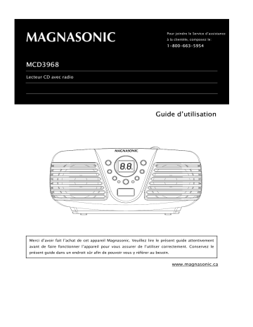 Magnasonic MCD3968 AM/FM CD Boombox Manuel utilisateur | Fixfr