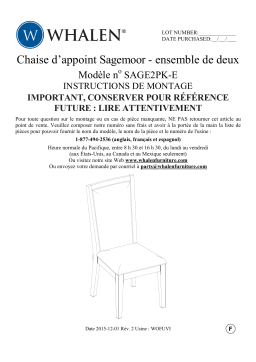 Whalen SAGE2PK-E Sagemoor 2-pk Dining Chairs  Manuel utilisateur