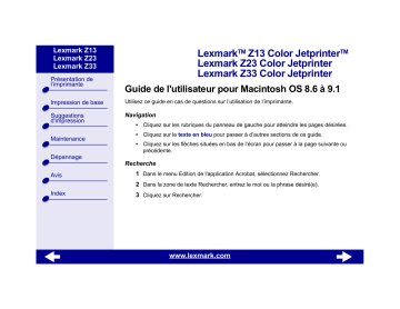 Manuel du propriétaire | Lexmark Z13 Manuel utilisateur | Fixfr