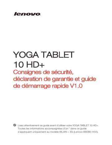 Guide de démarrage rapide | Lenovo Yoga Tab 10 HD+ Manuel utilisateur | Fixfr