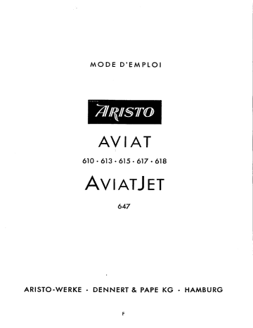 Manuel du propriétaire | Aristo AVIATJET 647 Manuel utilisateur | Fixfr