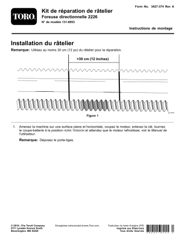 Guide d'installation | Toro Rack Repair Kit, 2226 Directional Drill Horizontal Directional Drill Manuel utilisateur | Fixfr