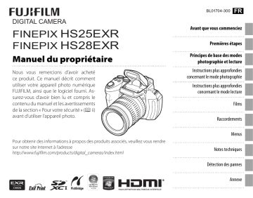 Manuel du propriétaire | Fujifilm FinePix HS28EXR Manuel utilisateur | Fixfr