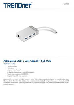 Trendnet TUC-ETGH3 USB-C to Gigabit Adapter + USB Hub Fiche technique