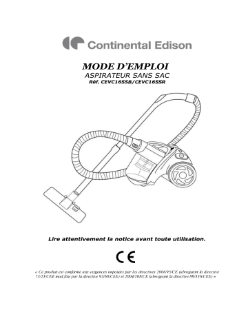 Manuel du propriétaire | CONTINENTAL EDISON CEVC16SSR Aspirateur Manuel utilisateur | Fixfr