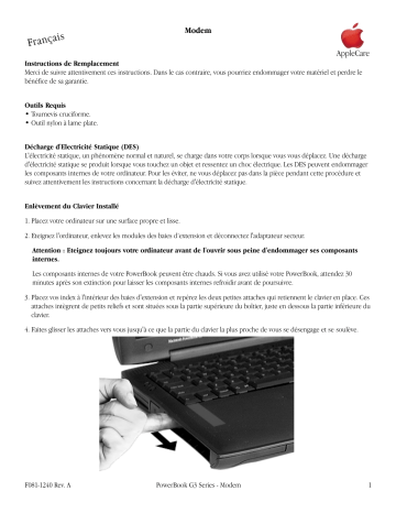 Manuel du propriétaire | Apple PowerBook G3 Manuel utilisateur | Fixfr