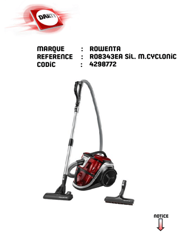 Manuel du propriétaire | Rowenta RO825201 SILENCE FORCE EXTREME CYCLONIC Manuel utilisateur | Fixfr