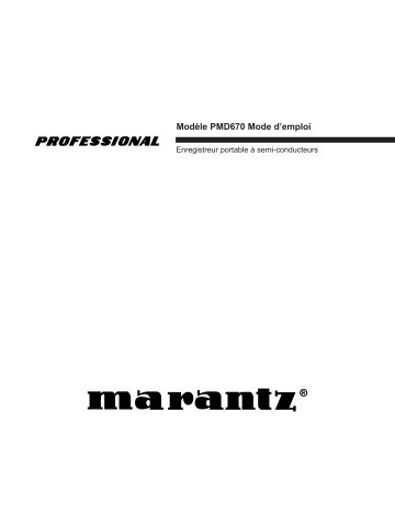 Manuel du propriétaire | Marantz PMD670 Manuel utilisateur | Fixfr