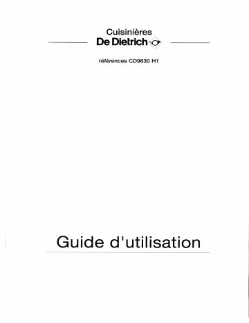 Manuel du propriétaire | De Dietrich CD9830H1 Manuel utilisateur | Fixfr