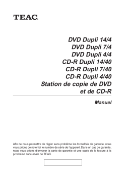 TEAC DVD DUPLI Manuel utilisateur