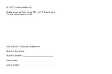 E310 | Mode d'emploi | Acer Liquid Mini Manuel utilisateur | Fixfr