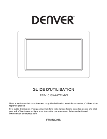 Denver PFF-1010WHITEMK2 10.1” digital Wi-Fi photoframe Manuel utilisateur | Fixfr